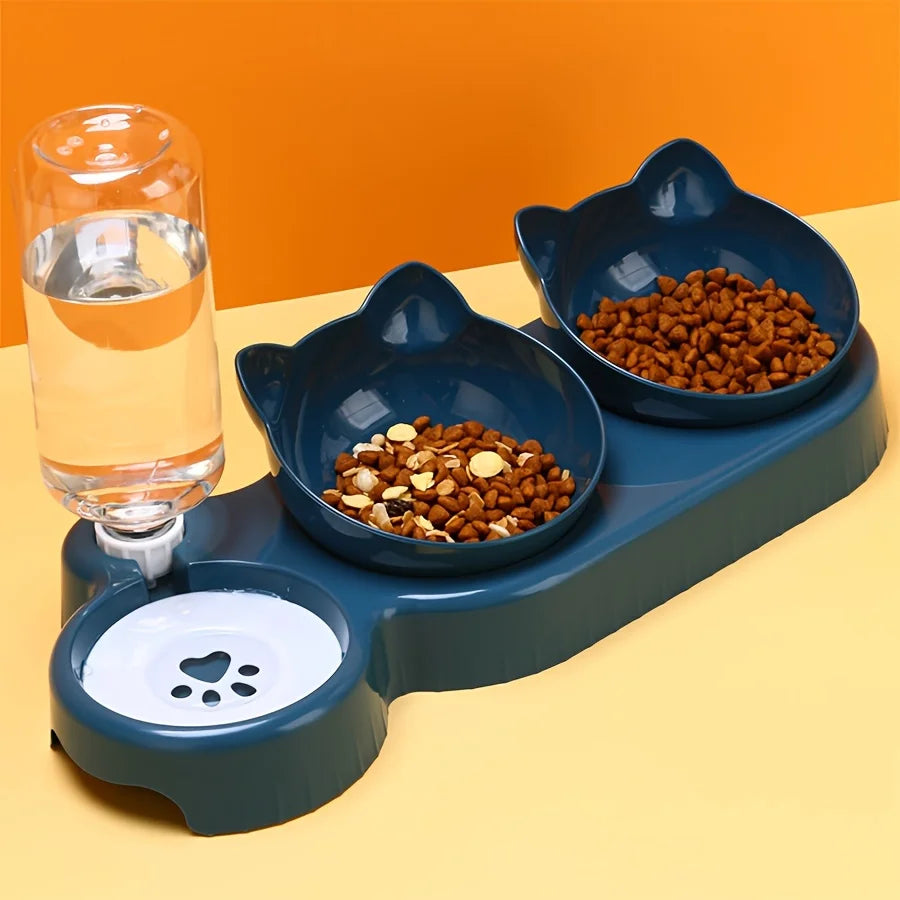 Pet Bowls with Water Feeder – 3-in-1 Cat Bowl for Food, Water, and Hydration