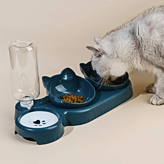 Pet Bowls with Water Feeder – 3-in-1 Cat Bowl for Food, Water, and Hydration
