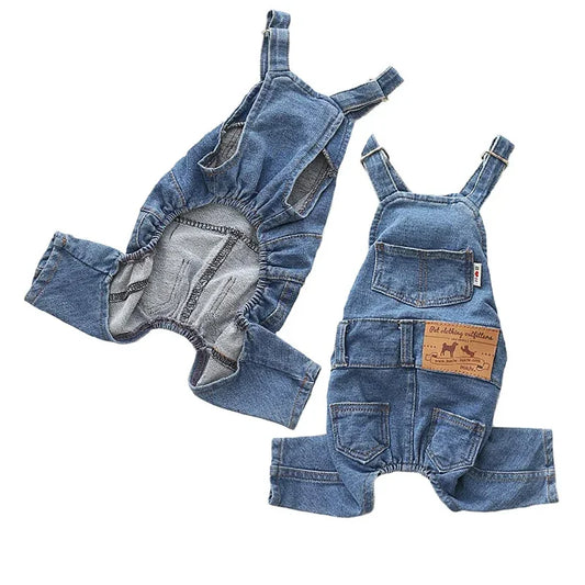 Denim Pet Overalls for French Bulldogs – Stylish Jean Jumpsuit for Small & Medium Dogs
