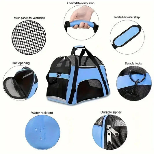 Portable Pet Carrier Bag – Dog and Cat Travel Bag with Soft Sides, Foldable & Lightweight